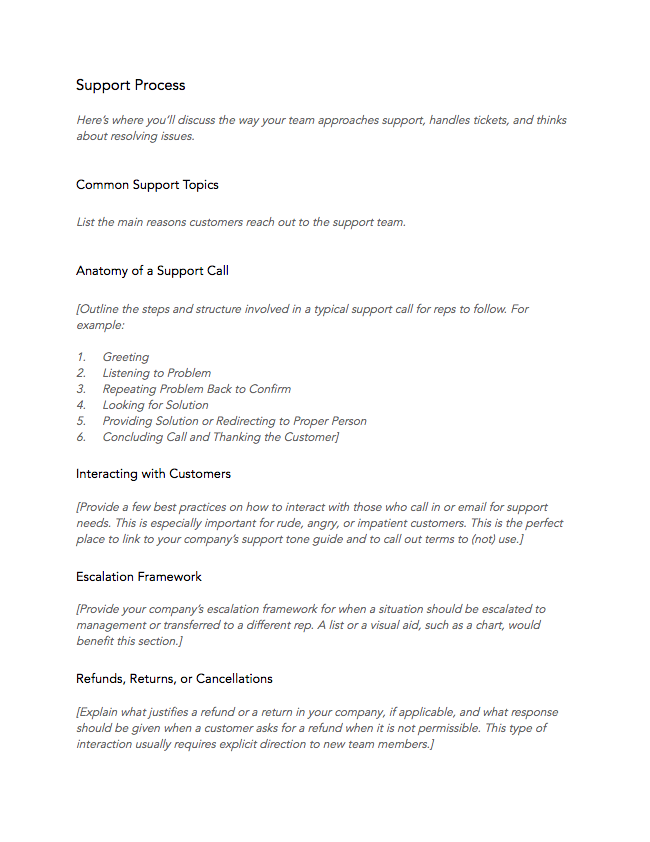 Customer Service Business Plan Template